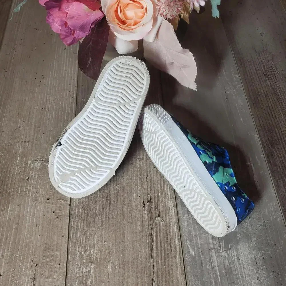 Dick's Sporting Goods DSG Kids Slip On Shoes Blue White Camo Size 8 Toddler Boy